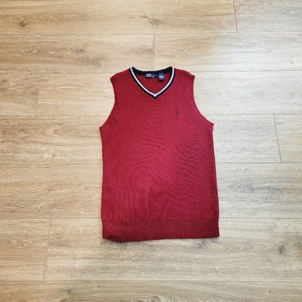 Polo‎ Sweater Vest XL Men's Burgundy Blue Colorblock